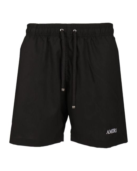 Amiri Black Drawstring Elastic Waistband Swim Trunks for men