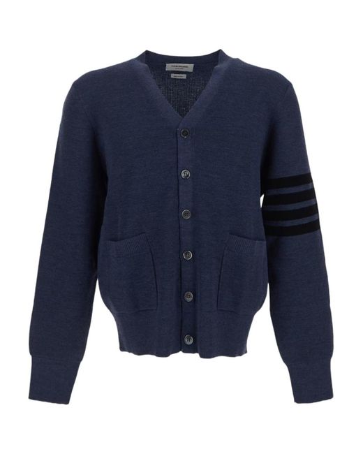 Thom Browne Blue Button-Up Cardigan for men