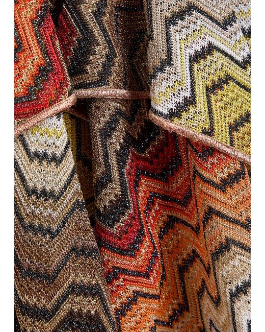 Missoni Multicolor Zigzag Halterneck Metallic-Knit Cover-Up Top