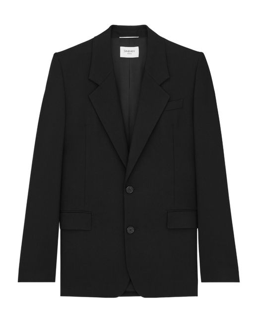Saint Laurent Black Peak-Lapel Single-Breasted Blazer for men