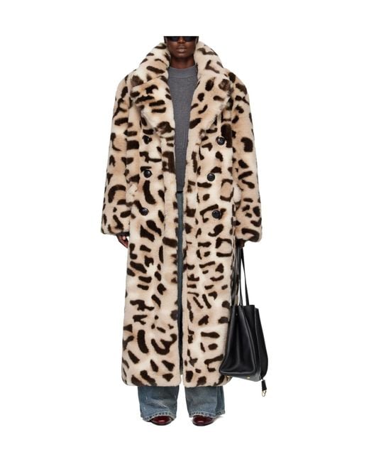 VAQUERA White Leopard Print Faux Fur Coat