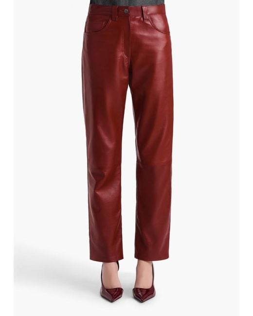 Khaite Red Callum Straight Leg Trousers