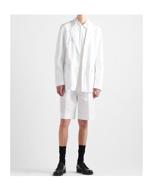 Prada White Single-Breasted Cotton Jacket for men