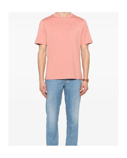 Brunello Cucinelli Pink Crew Neck T-Shirt for men