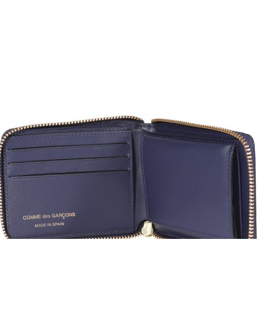 Comme des Garçons Blue Leather Zipper Wallet