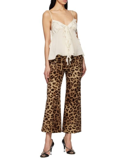 Chloé White Chloé Ruffled Spaghetti Strap Top