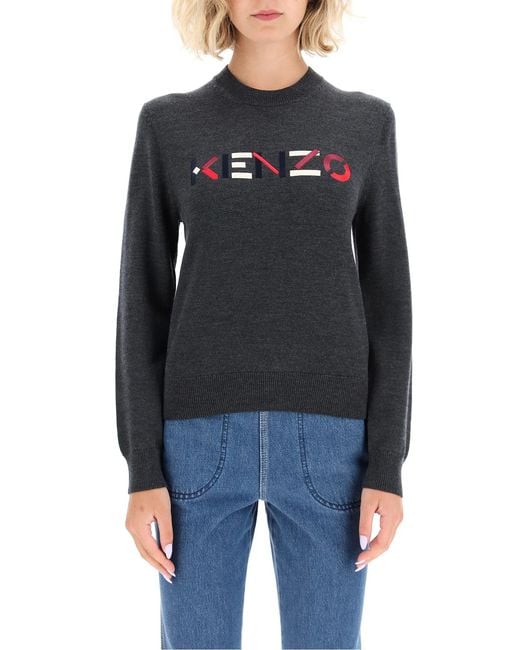 KENZO Black Embroidered Logo Jumper