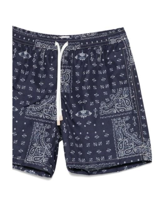 Eleventy Blue Paisley Patterned Swim Trunks for men