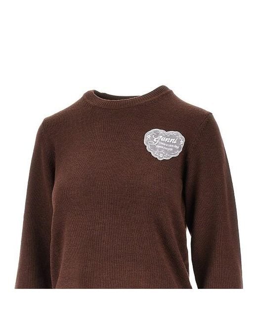 Ganni Brown Crewneck