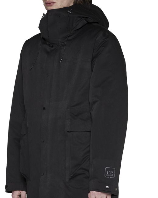 C P Company Blue Hooded Padded Coat for men