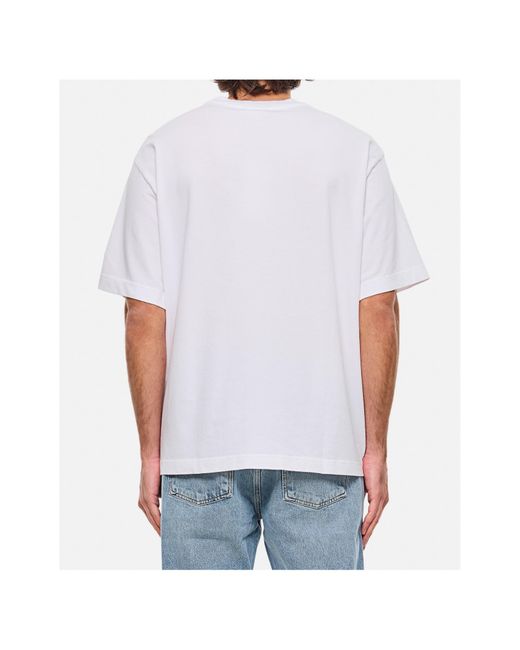 Maison Kitsuné White Maison Kitsuné Logo-Embroidered Crewneck T-Shirt for men