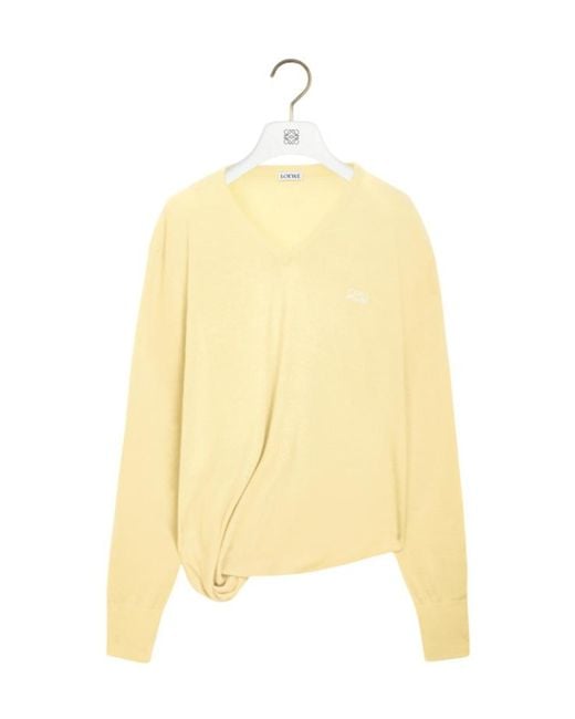 Loewe Yellow Asymmetric Silhouette Knitted Jumper