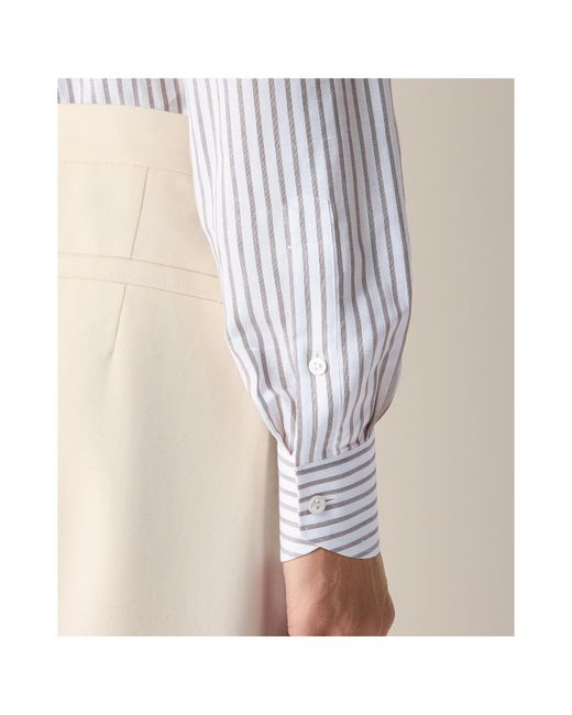 Zegna White Dark And Striped Cotton Linen And Silk Shirt for men