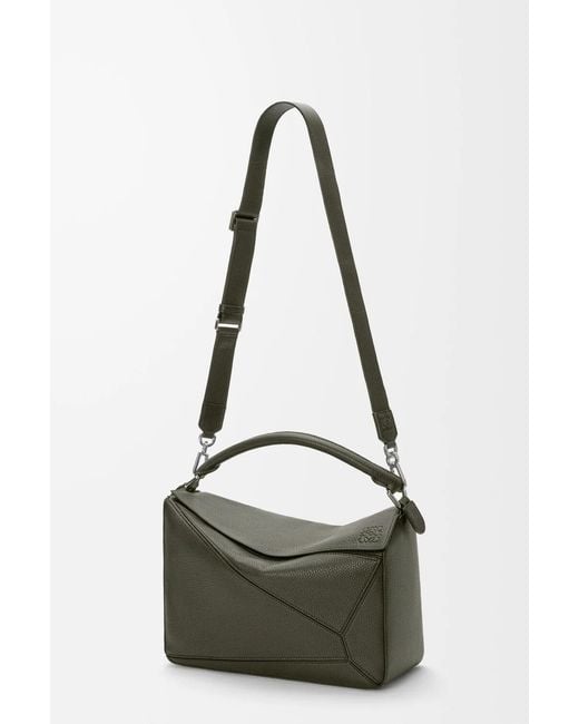 Loewe Green Large Puzzle Leather Shoulder Bag for men