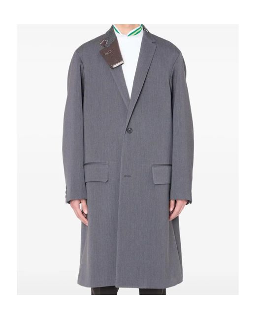 Kolor Blue Single-Breasted Panel-Detail Coat for men