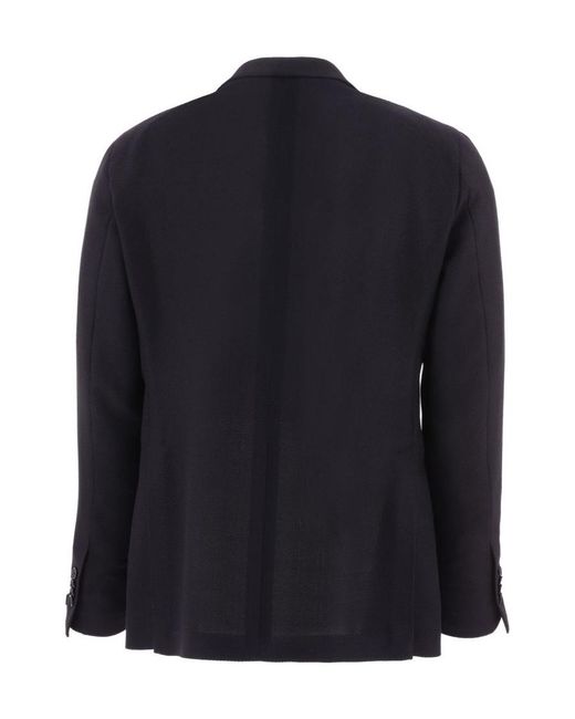 Tagliatore Blue Notched-Lapels Single-Breasted Blazer for men