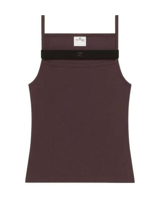Courreges Purple 90's Rib Strap Tank Top