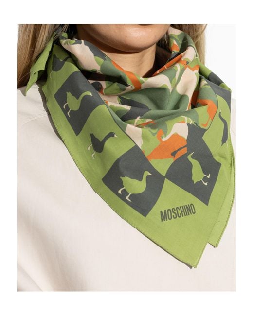 Moschino Green Duck Print Scarf for men