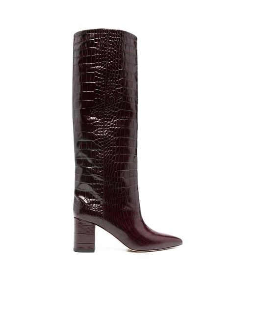 Paris Texas Brown Anja Embossed Knee-Length Boots