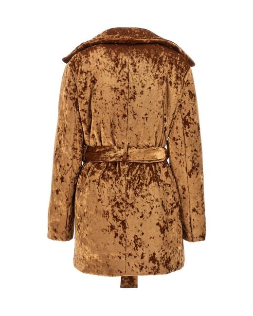 Atlein Brown Crushed-Velvet Coat