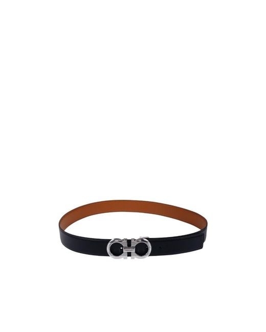 Ferragamo White Ferragamo Gancini Buckle Reversible Belt for men