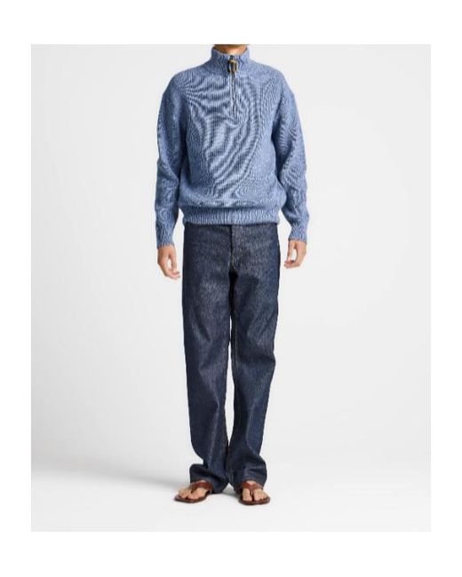 J.W. Anderson Blue Jw Anderson Ribbed Half-Zip Knitted Sweater for men