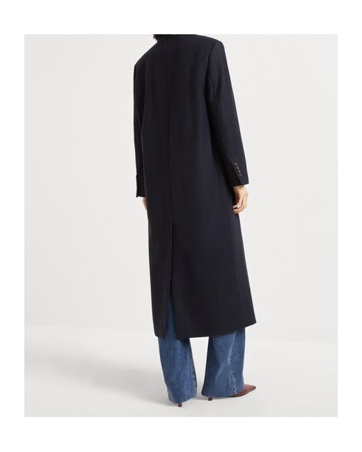 Brunello Cucinelli Blue Felt-Finish Coat