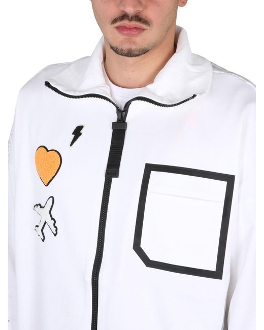 Boss White Boss Patch Embellished Relaxed Fit Sweatshirt for men