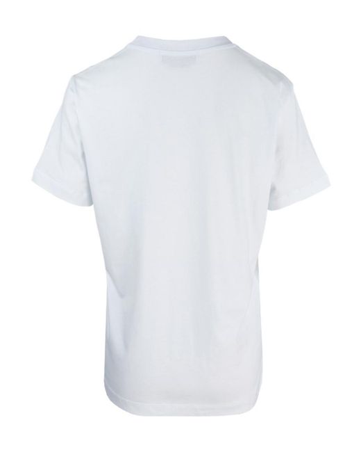 MSGM White Logo Printed Crewneck T-Shirt