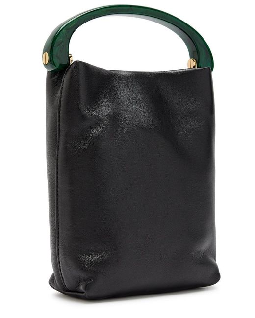 Dries Van Noten Black Crisp Leather Top Handle Bag