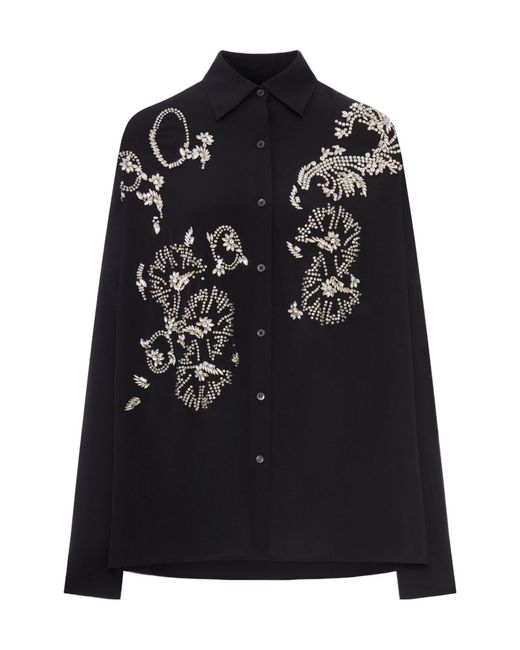 Dries Van Noten Black Oversized Shirt With Jewel Embroidery
