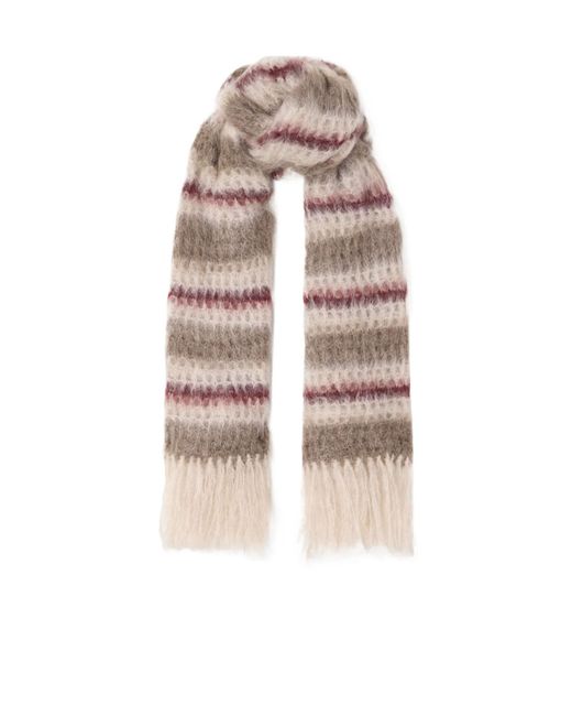Brunello Cucinelli Multicolor Fringed Striped Knitted Scarf