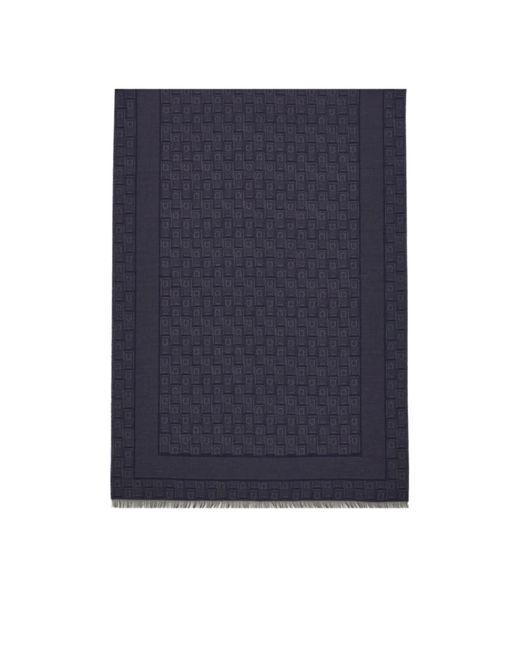 Ferragamo Blue Ferragamo Monogram Jacquard Frayed Scarf for men
