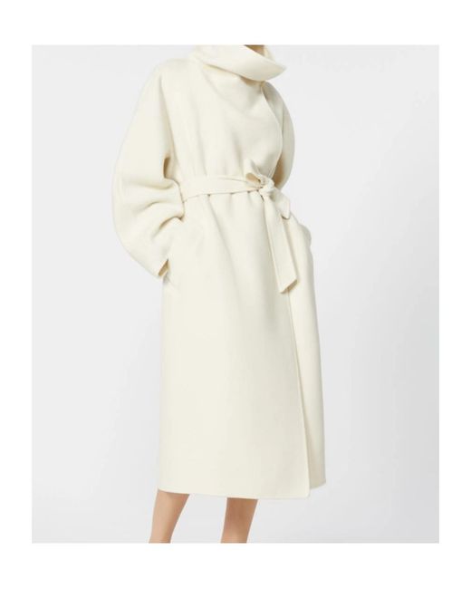 Max Mara White Cashmere Belted Coat