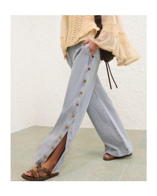 Zimmermann Gray Runway Rebellion Denim Snap Pant