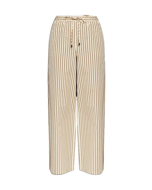 Max Mara Natural Striped Wide-Leg Pants