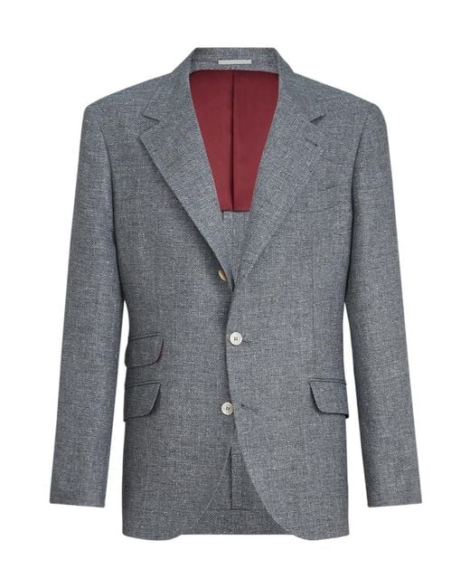 Brunello Cucinelli Blue Single-Breasted Blazer for men