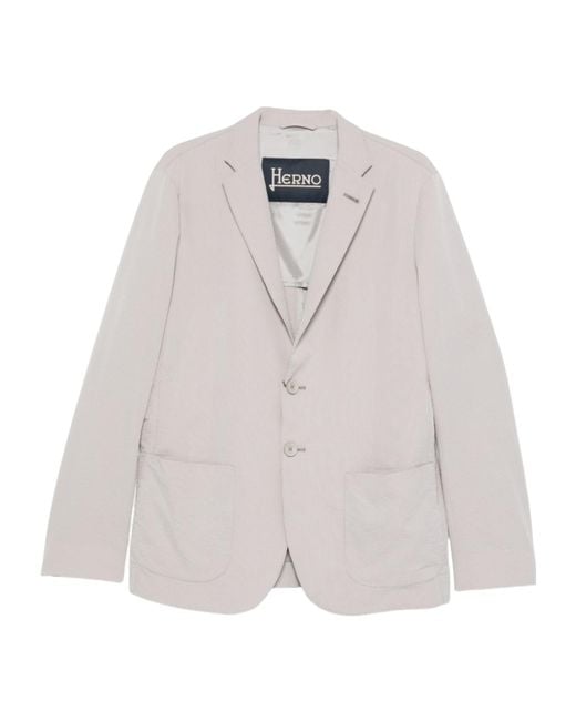 Herno White Single-Breasted Seersucker Blazer for men