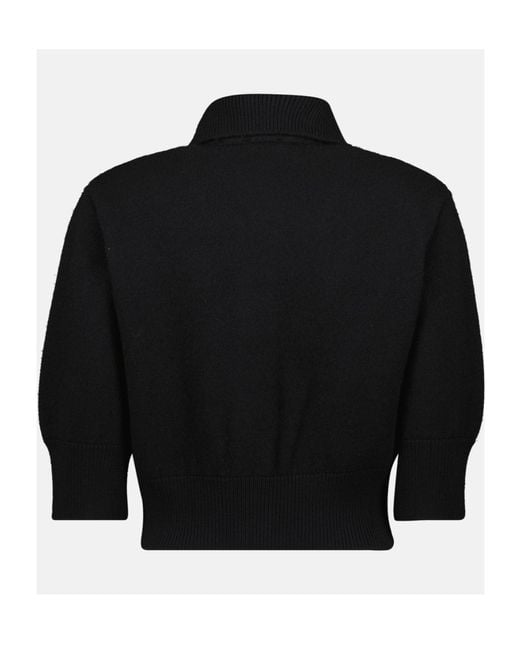 Patou Black Buttoned-Up Wool Cardigan
