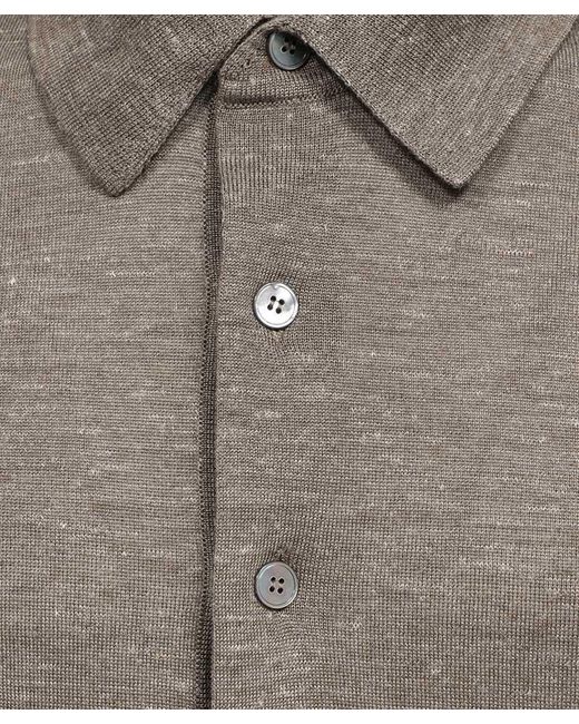 Zegna Gray Short-Sleeved Polo Shirt for men