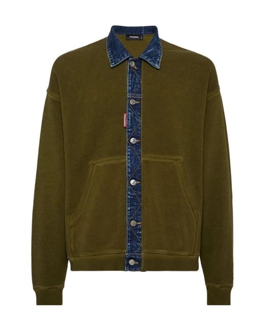 DSquared² Green Button-Down Sweatshirt for men