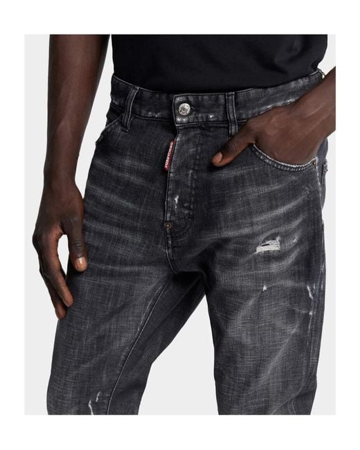 DSquared² Gray Distressed Skinny Jeans for men