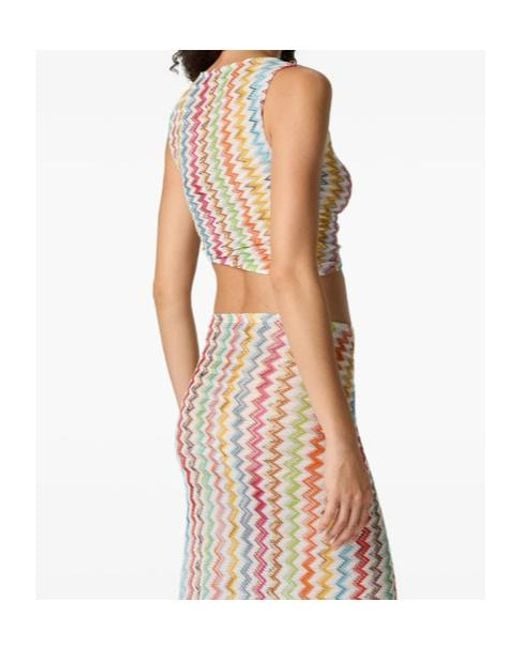 Missoni White Asymmetric Zigzag Knitted Top