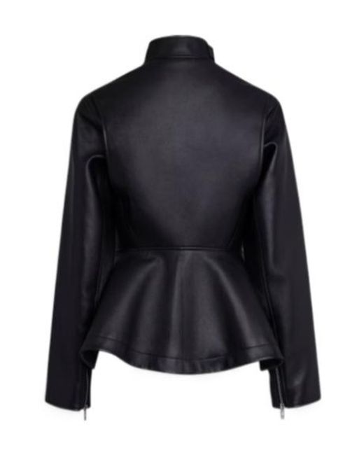 Alaïa Blue Lambskin Peplum Leather Jacket