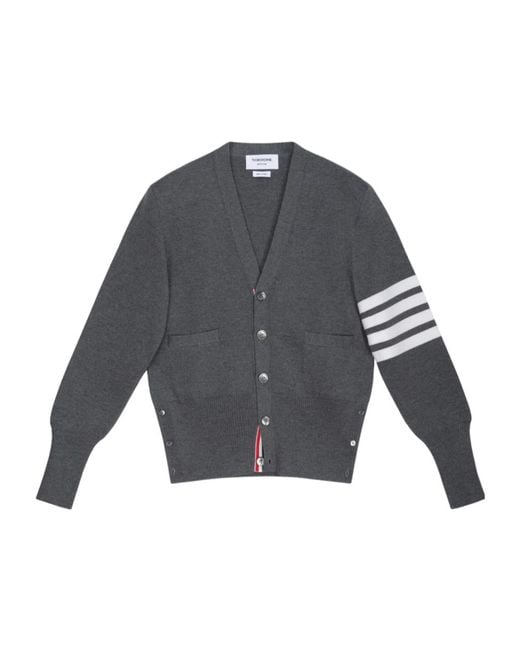 Thom Browne Gray Four-Stripe Wool Knitted Cardigan for men