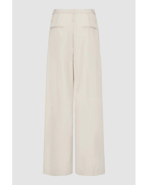 St. Agni White Double Loop Pleated Crepe Wide-Leg Pants
