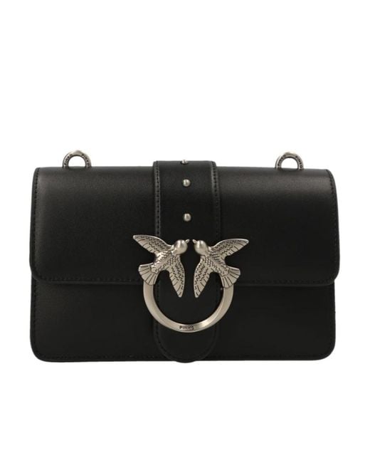 Pinko Black Love One Logo Plaque Mini Crossbody Bag