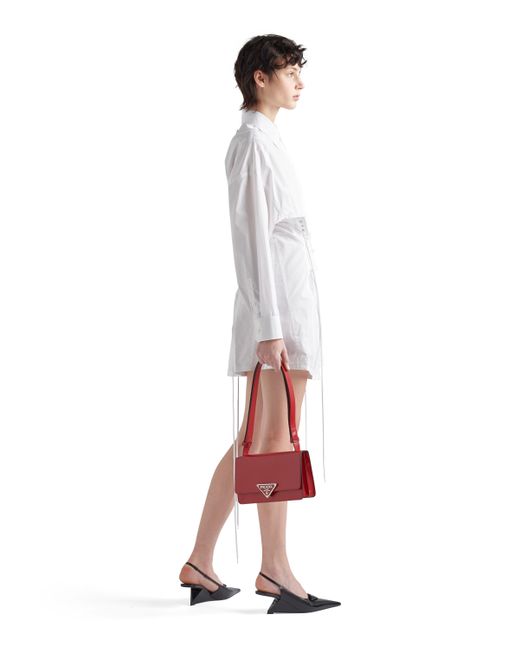 Prada White Lace-Up Long Sleeved Shirt Dress