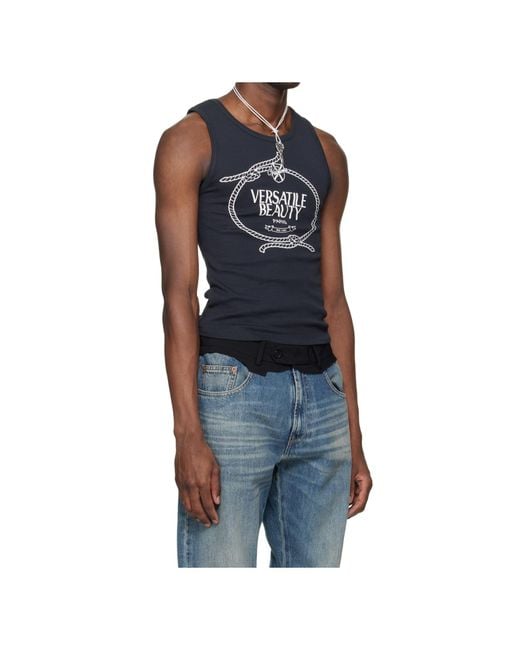 VAQUERA Black Graphic Slim Tank Top for men