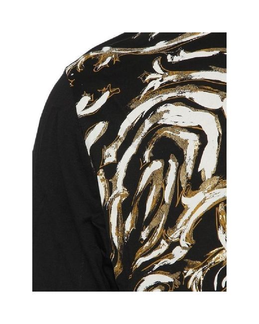 Roberto Cavalli Black T-Shirt With Round Neck And Long Sleeves for men